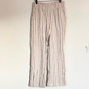 Maurices Tan and Cream Striped Wide Leg Linen Pants - Medium